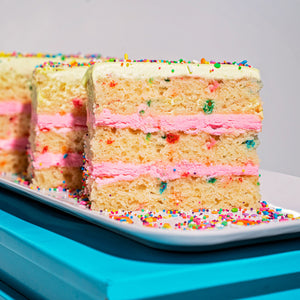 Sarah's Cake Shop Everyday Confetti Cake slices, sarahcakeshop.store