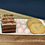 Sarah's Cake Shop Favorites Assortment, 3 chocolate cake, 6 Glitter Bites® and 3 Chocolate Chip Cookies
